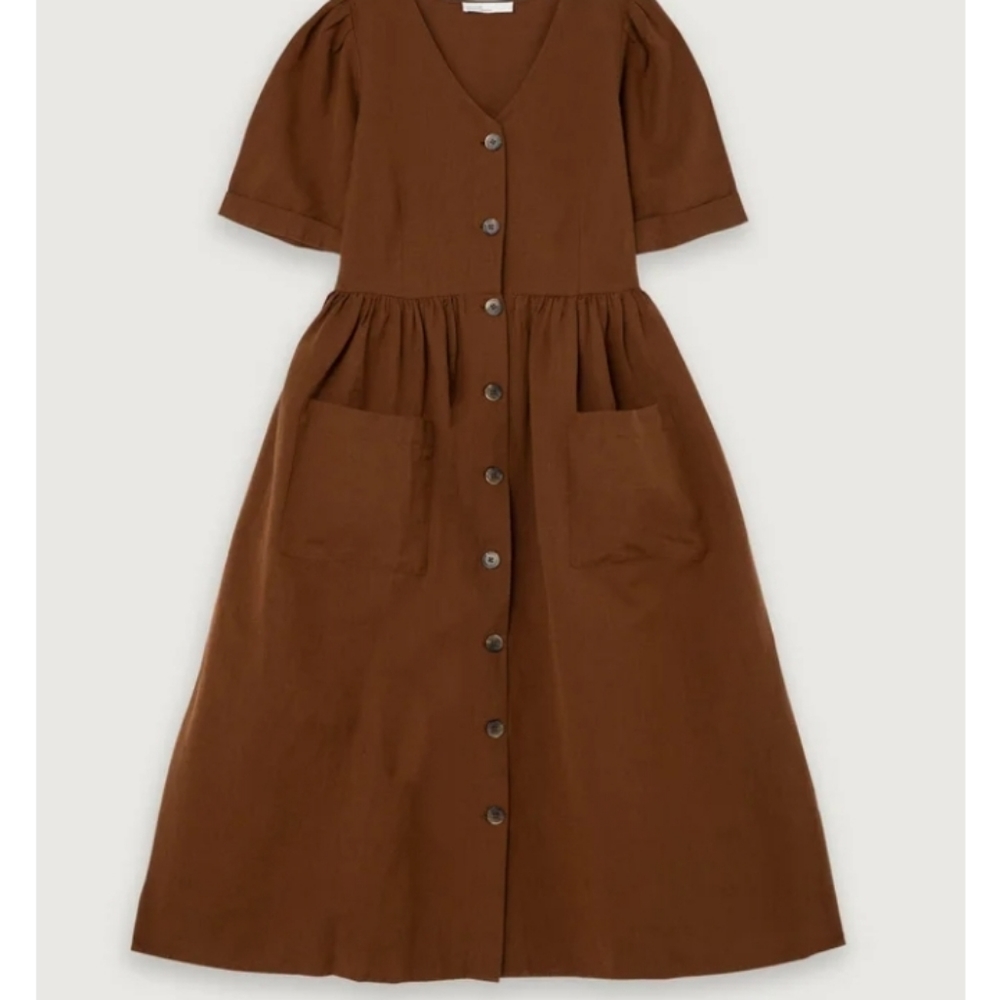 LAST CHANCE will donate 11/14 Oak + Fort Button Up Midi Dress Color Teak(Brown)